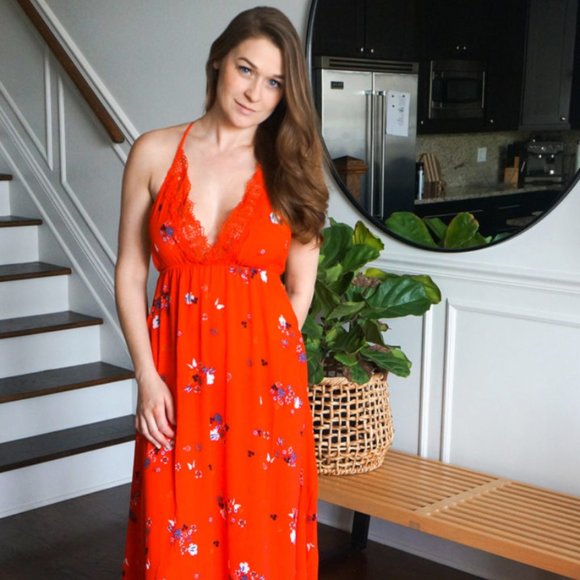 NWT Red Floral Maxi Dress - Picture 12 of 13